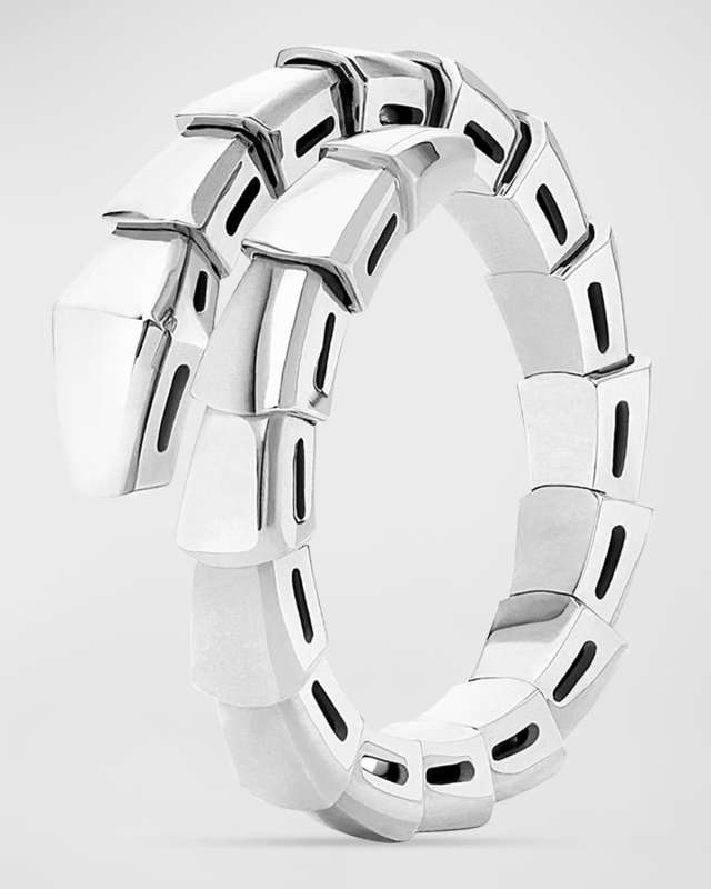 Serpenti Viper 18K White Gold Coil Ring, EU 53 / US 6.25
